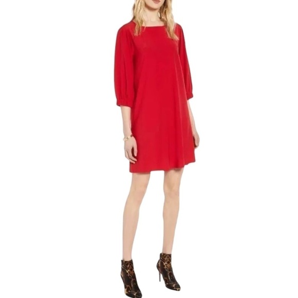 Halogen Flowy Shift Dress in Red Chili Small New - Picture 1 of 8